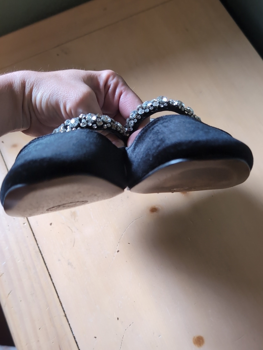 Adrienne Vittadini Aronni Black Velvet Crystal-Embellished Mary Jane Flats - Picture 6 of 9